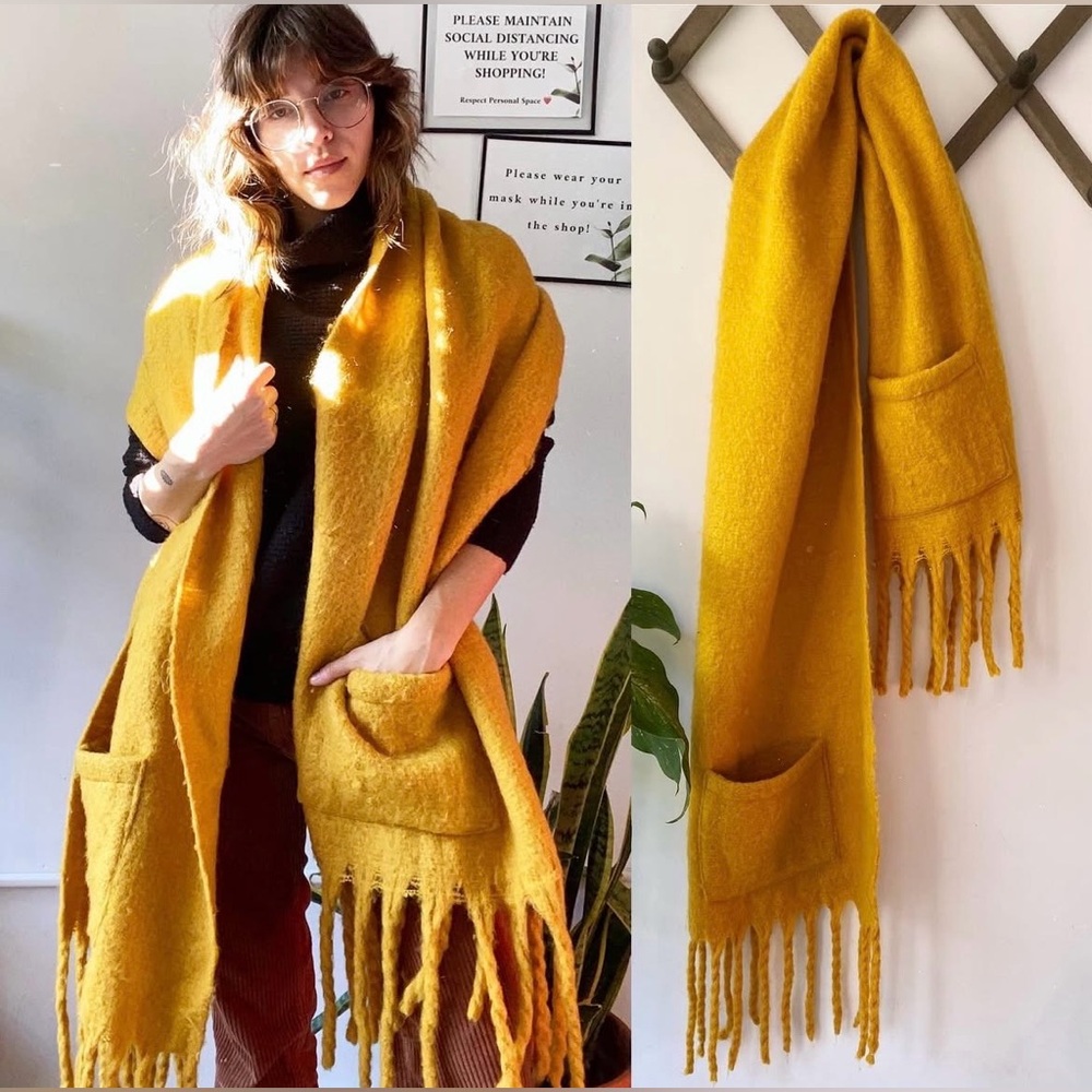 Steve‎ Madden Mustard Fringe Scarf